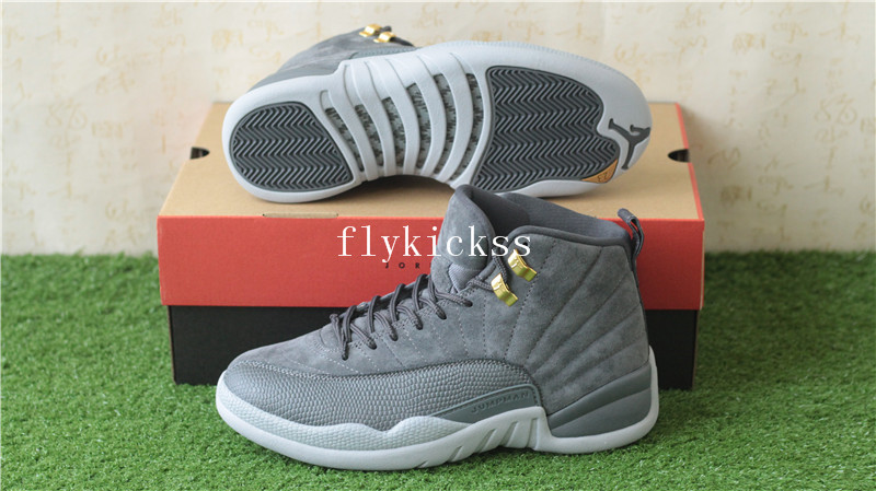 Authentic Air Jordan 12 Grey Suede